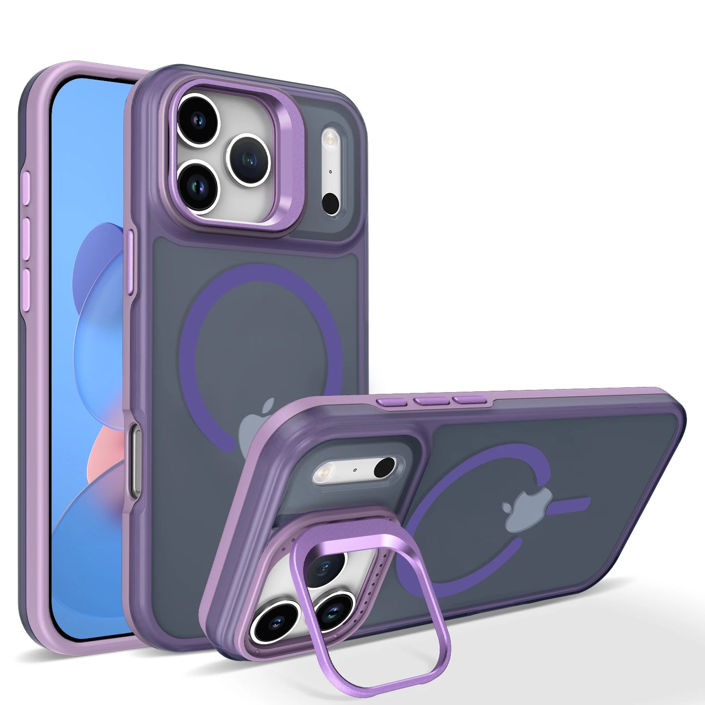 Luxury Matte Clear With Holder Shockproof Magnetic Magsafe Phone Case for IPhone 17 16 15 14 Plus 13 12 Pro Max 17Air 16e Cover