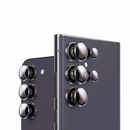 Camera Matel Ring  For Samsung Galxy S24 Ultra S23 FE Plus S24+ S22 S25 ultra Back Lens Tempered Glass Cover Guard Rear Case Cap