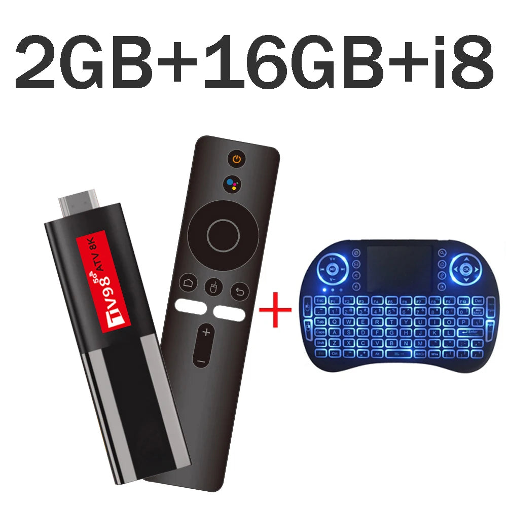 TV98 ATV 8K Mini TV Stick Android 14 Allwinner H618 Quad Core Cortex A53 Support 8K 4K Wifi 6 BT 5.0 Voice Remote Smart TV Box