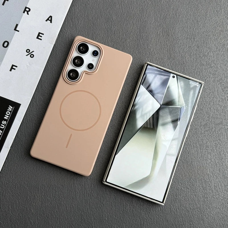 Luxury Slim Matte Magsafe Case for Samsung Galaxy S25 S24 S23 Ultra S22 Plus S21 Note 20 Solid Color Shockproof PC Phone Cover