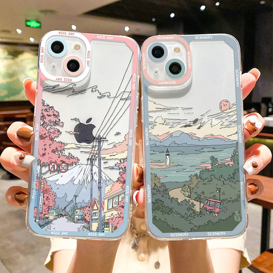 For iPhone 14 Pro Max Case For iPhone 11 Case iPhone 13 12 16 15 Pro 13 Mini XR X XS Max 8 7 Plus SE 2 Landscape Scenery Cover