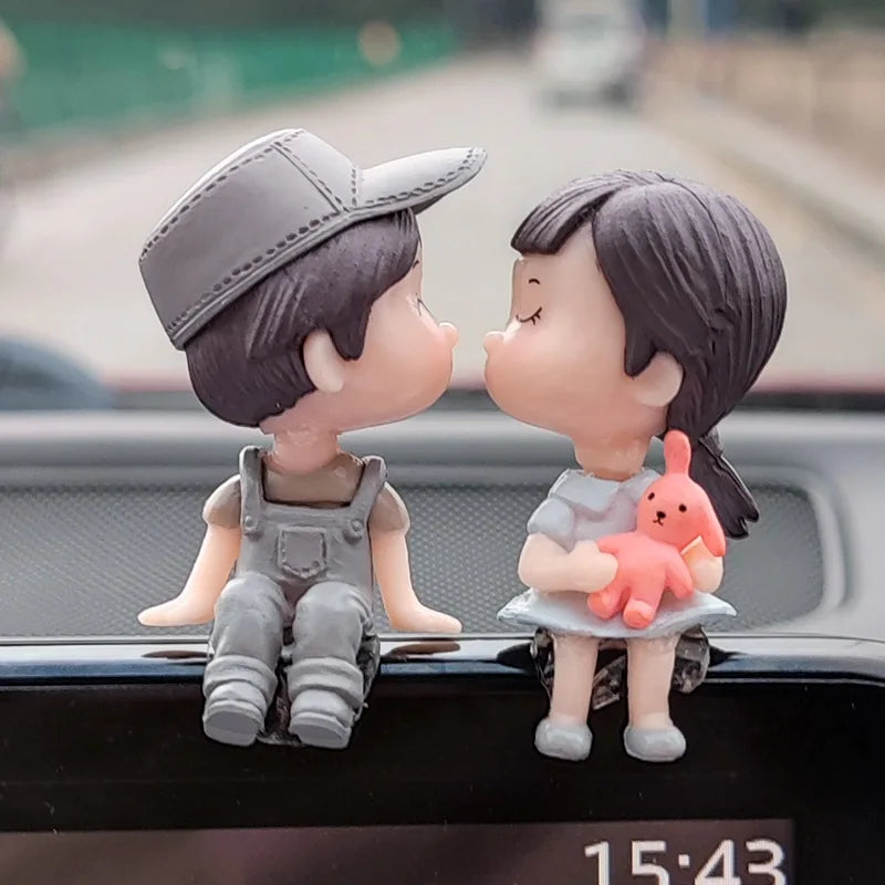 Car Accessories Cute Cartoon Couples Action Figure Figurines Balloon Ornament Auto Interior Dashboard for Girls Gifts Drop