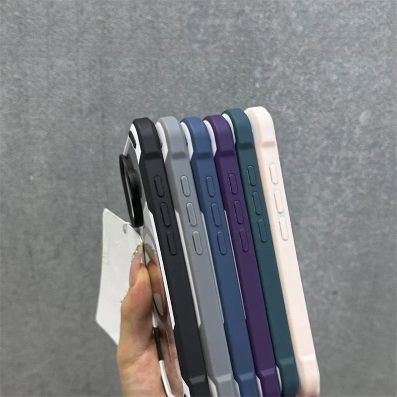Hit Color Magnetic For Magesafe Wireless Charge Case For iPhone 16 13 14 12 15 Pro Max Transparent Shockproof Bumper Back Cover