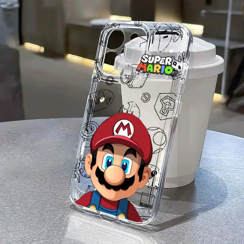 Luxury Supers M-Marios Cartoon Phone Case For Apple iPhone 17 Air 16e 16 15 14 13 12 11 Mini Pro Max Plus Transparent Soft Cover
