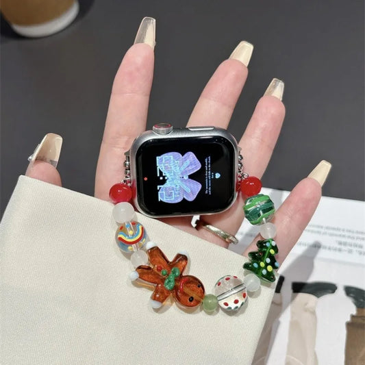 Christmas Beaded Strap for Apple Watch Band 38mm 40 41 42 44 49 45mm Women Christmas present for iWatch 10 9 8 7 6 5 4 3 Ultra 2