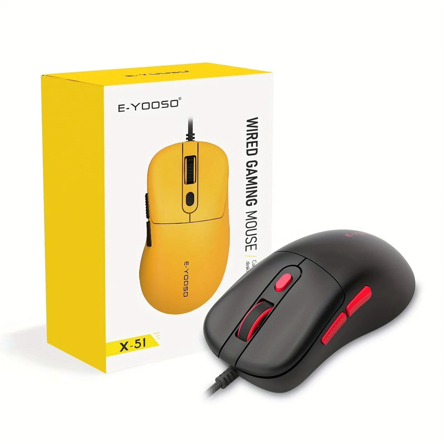 E-YOOSO USB Wired Mouse Gaming Mouse with 6 Buttons, Macro Editing Support, Optical Gamer Mice Ergonomic for Computer Laptop PC