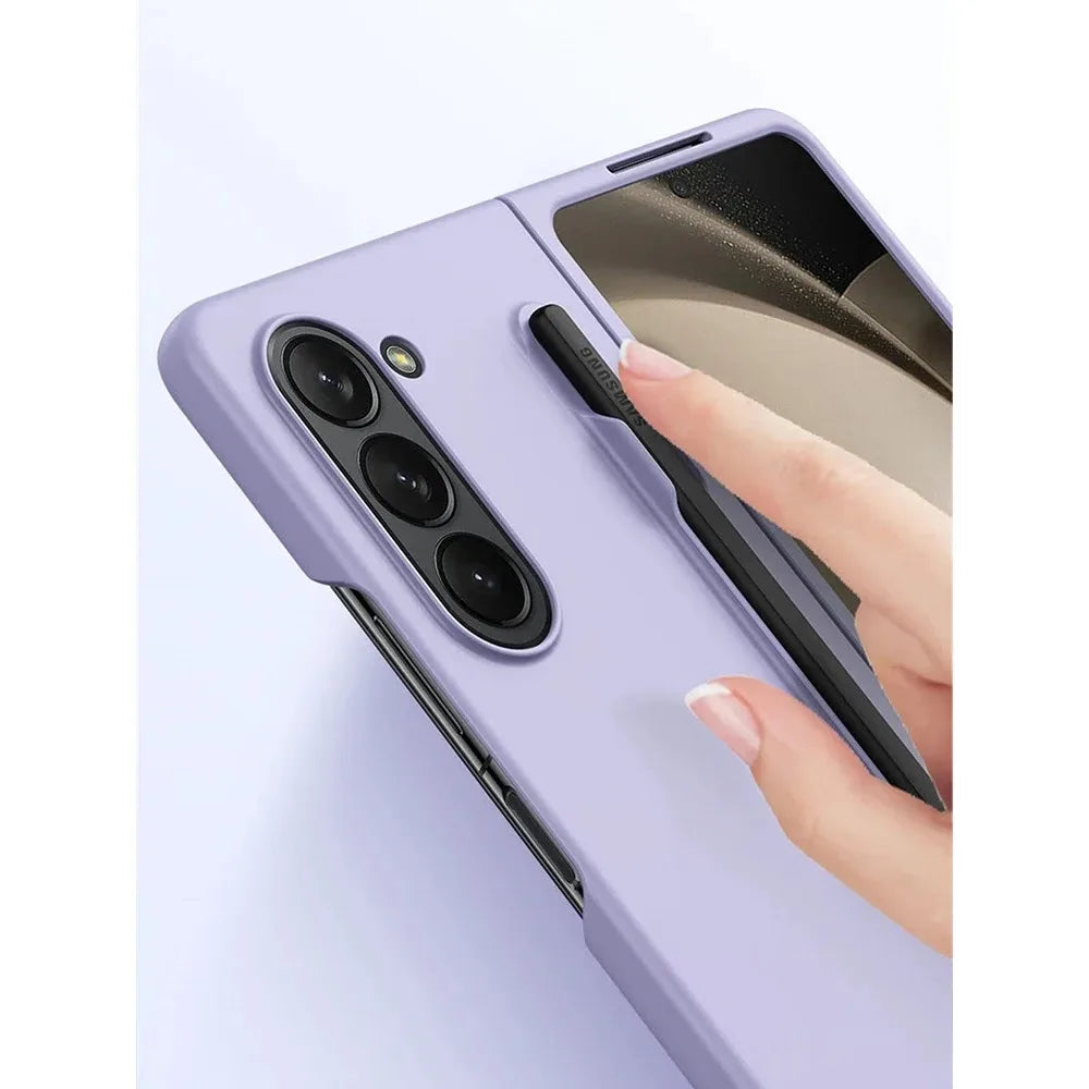 Skin Feel Slim Case for Samsung Galaxy Z Fold 6 5 4 3 with Stylus Pen Slot Holder Plastic Fold Shockproof Protection Hard Cover