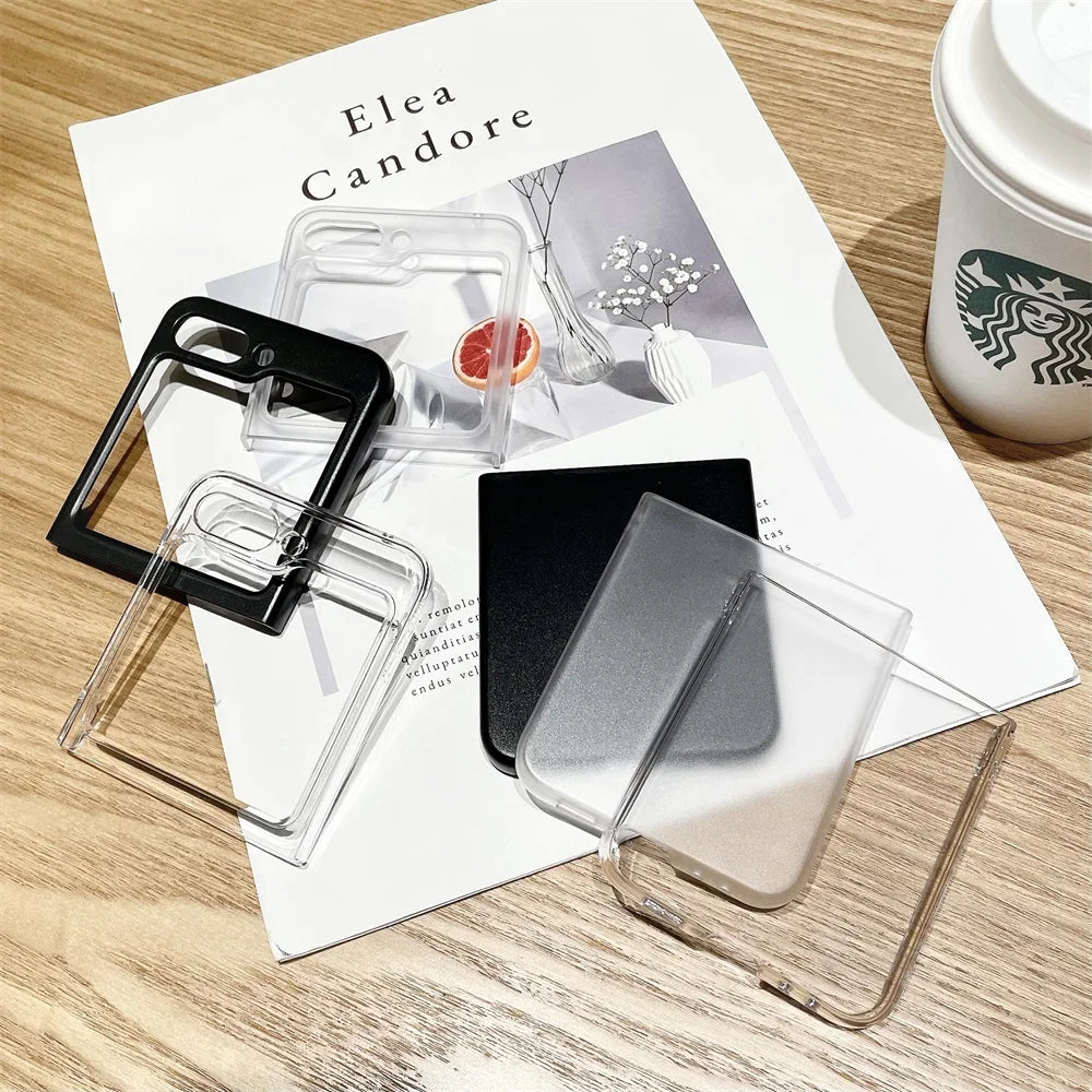 Z Flip6 7 Case Ultra Thin Slim Matte Cases for Samsung Galaxy Z Flip 6 7 5 4 3 PP Folding Shockproof Semi-Transparent Back Cover