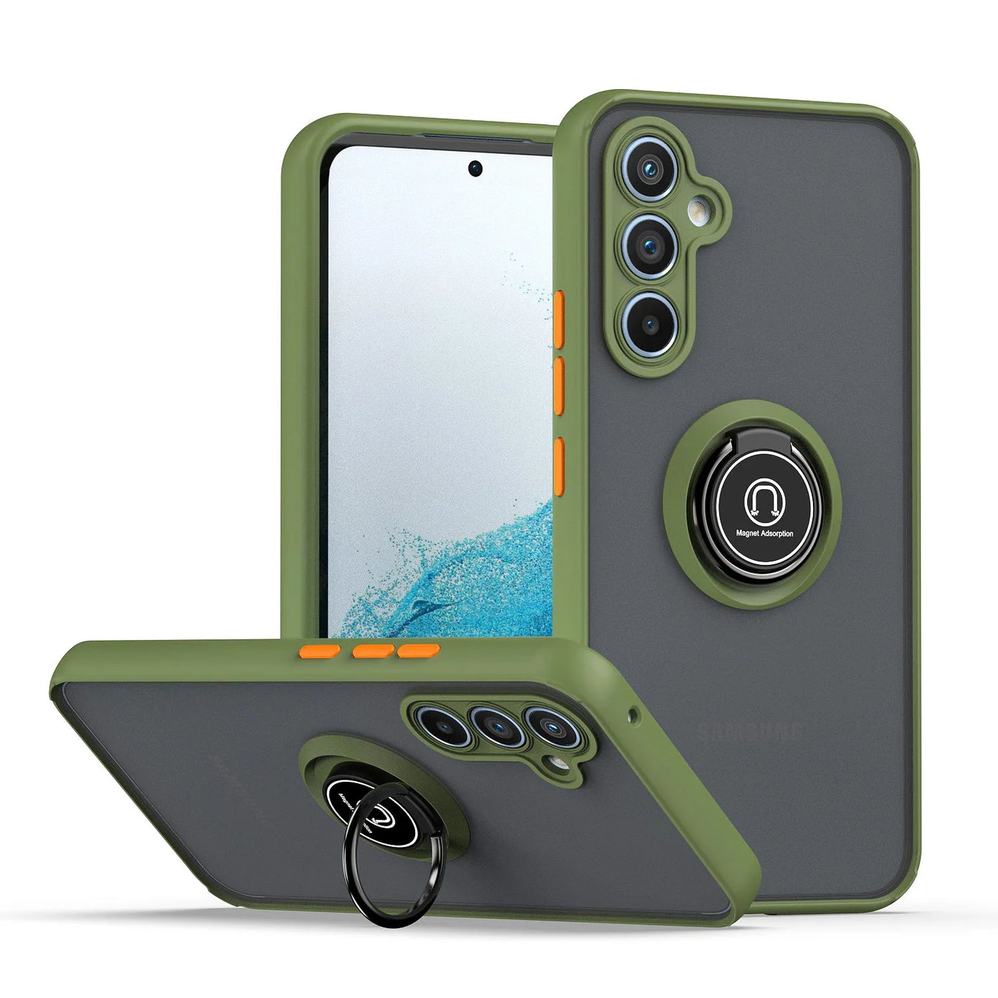 Shockproof Armor Matte Case For Samsung Galaxy A55 A54 A35 A15 A34 A25 A14 A53 A33 A52S S23 S22 S24 Ultra Plus Ring Magnet Cover