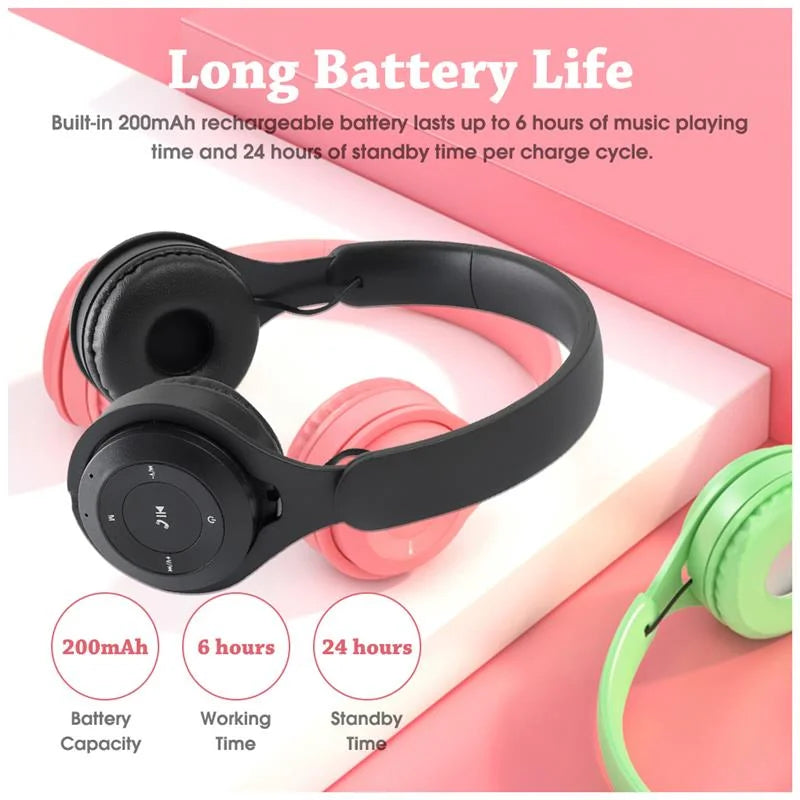 Y08 Wireless Bluetooth Headphone Macaron Headphones Stereo Headband Gaming Headset with Mic Gamer Girl Gift for Mobile Tablet