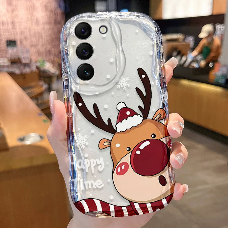 Christmas Pattern Case for Samsung Galaxy S24 S23 S22 S21 Ultra Plus S20 FE A73 A72 A71 A55 A54 5G A53 A52 A51 4G A50S A50 Cover