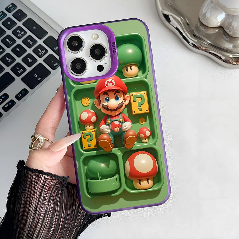 Super M-MarioS Bros Game Phone Case IMD Color Silver Shell For IPhone 16 15 14 13 12 11 Pro Max Plus