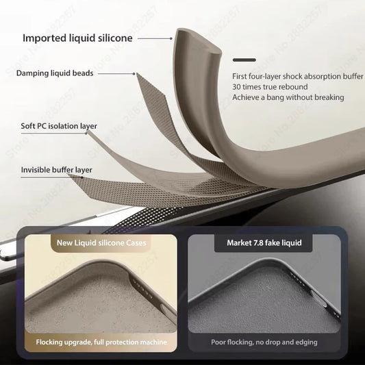 Luxury Liquid Silicone Phone Case For Apple iPhone 16 15 14 13 12 11 Pro Max Soft Case Shockproof Bumper Cover Phone Accessories