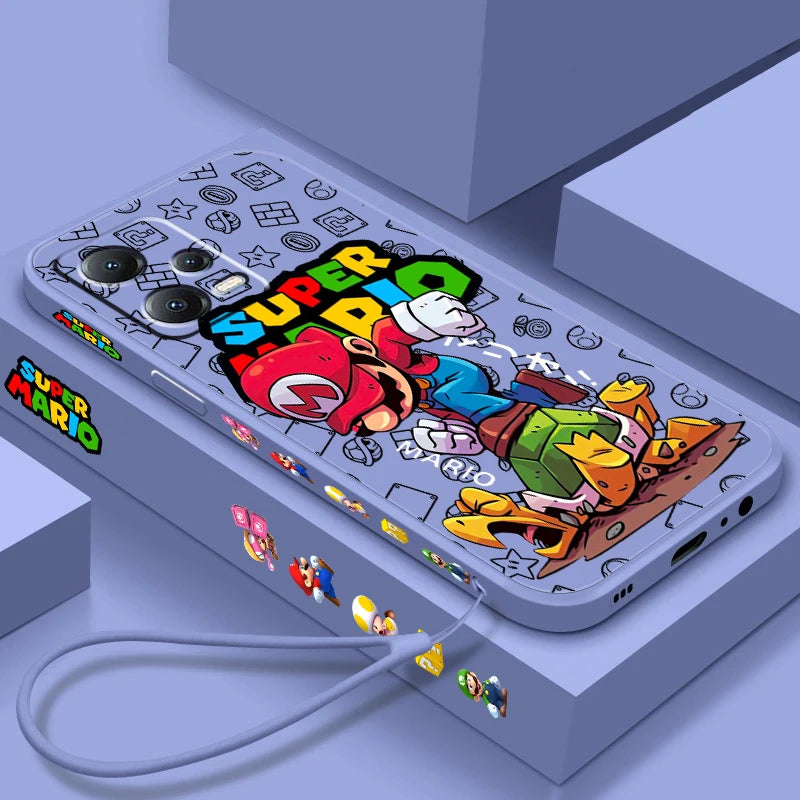 S-Super M-Marios B-Bros Liquid Left Rope For Xiaomi Redmi Note 13 12 12S 12R 11 11T 11S 10 10S Pro Plus 5G Back Phone Case