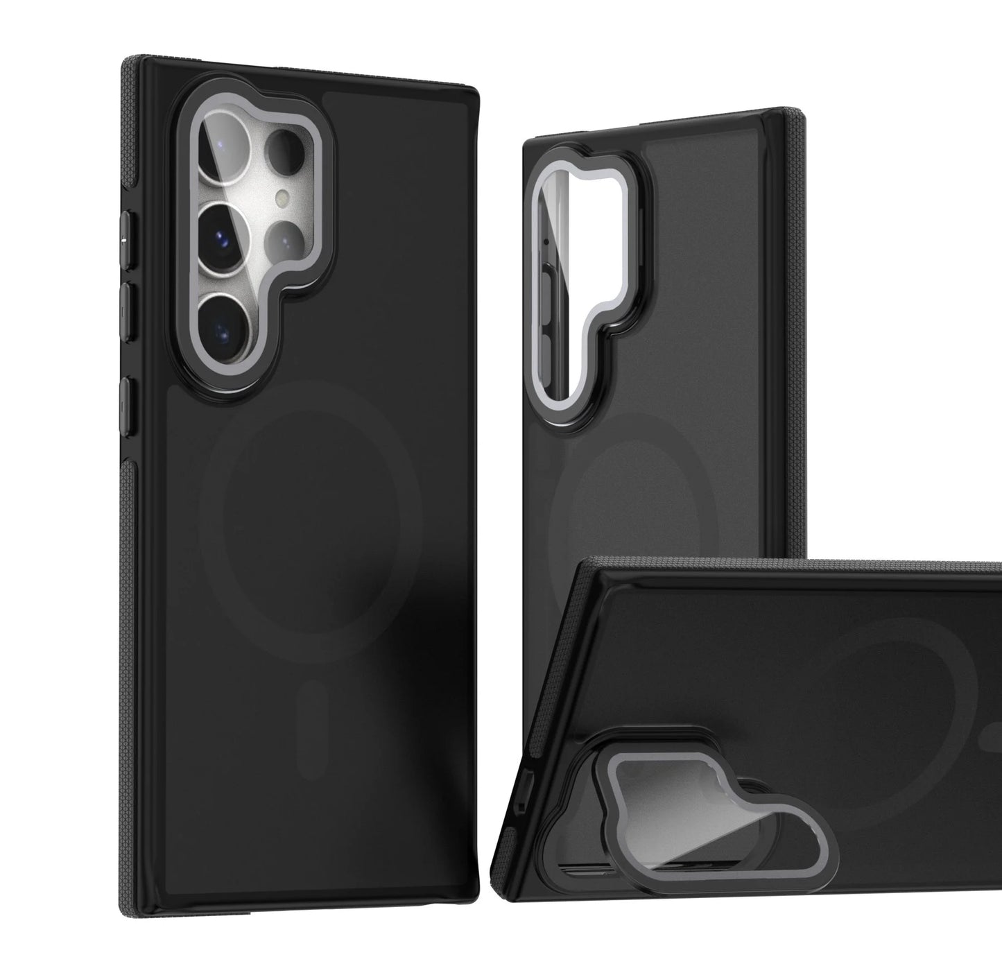 Original Translucent Lens Film Stand Magnetic For Magsafe Case For Samsung Galaxy S25 S24 S23 S22 Plus Ultra Matte Cover Bumper