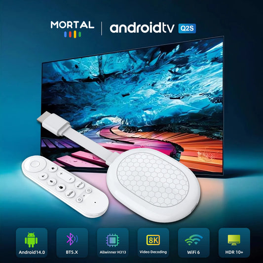 Mortal TV stick Android 14 WiFi 6 Google Chromecast Allwinner H313 BT5.X Voice Remote Netflix 4k HDR10 2G16G Dongle Mini Tv Box