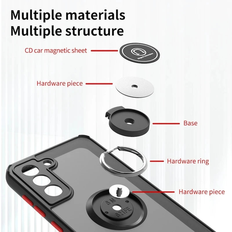 Magnetic Matte Case For Samsung Galaxy S25 S24 S23 S22 S21 S20 Ultra FE 5G S10 S9 Plus Lite Shock Proof Ring Holder Cover Funda