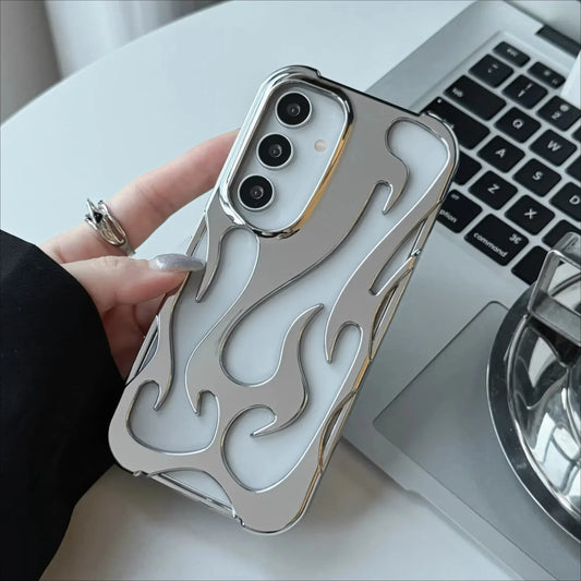 New 3D Flame pattern Case For Samsung Galaxy S25 S24 S22 S23 Ultra Plus A16 A06 A55 Fashion Hollow Slim Shockproof soft Cover