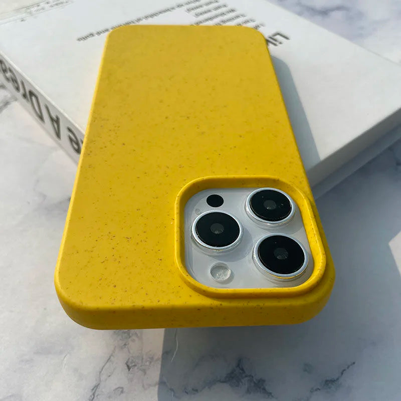 Fashion Wheat Straw Silicone Soft Case For iPhone 17 Air 16E 16 15 14 13 12 11 Pro Max Plus Eco-friendly Shockproof Matte Cover