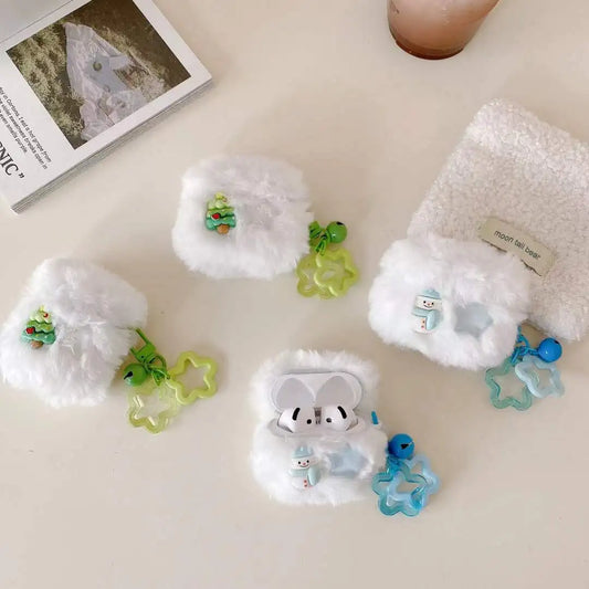 For Apple AirPods 4 3 2 1 Pro 2 AirPods Pro3 2025 New Case Cute Plush Christmas Tree Santa Yeti Earbuds Cover With Pendant