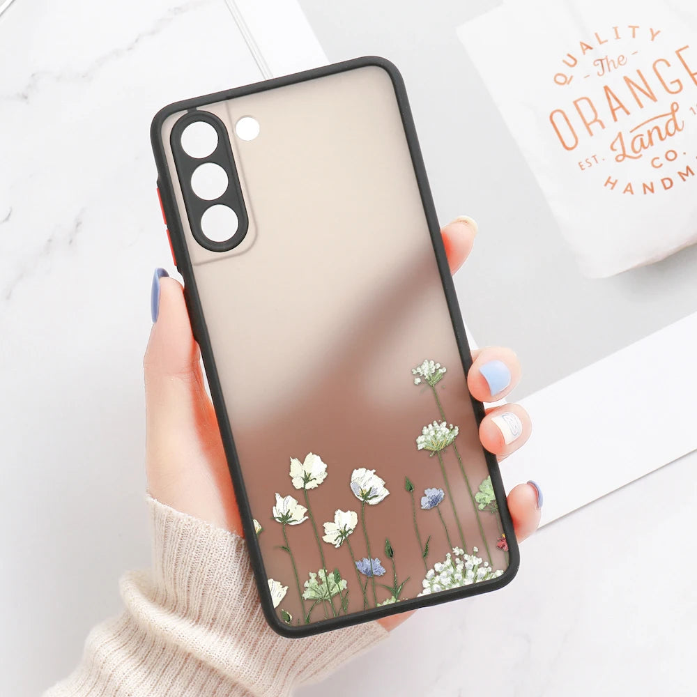 For Samsung S24 S22 Ultra Case Cover Samsung Galaxy S23 Ultra S 22 S21 S20 FE S10 Note 20 10 Plus S8 Lavender Flowers Clear Case