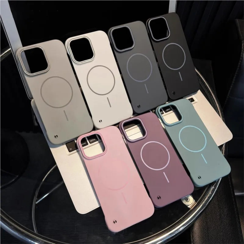 Ultra Slim Frameless For Magsafe Cover For iPhone 16 15 14 13 12 Plus Pro Max 16Pro 16Pro 15Pro Magnetic Shockproof Hard PC Case