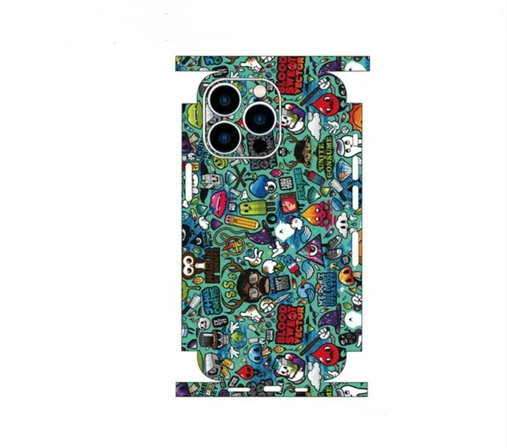 Colorful Decal Skin For iPhone 15 14 13 12 11 Pro Max Cases Universe Astronaut Cover Protector Wrap Ultra Thin Stickers