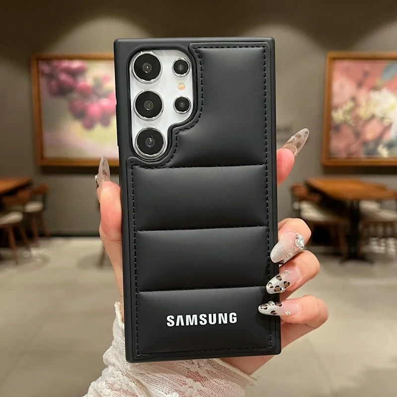 Luxury Down Jackets Air-Bags Silicone Phone Case Samsung Galaxy S25 S24 Ultra S23 S22 Ultra S25 Plus Shockproof Soft TPU Cover