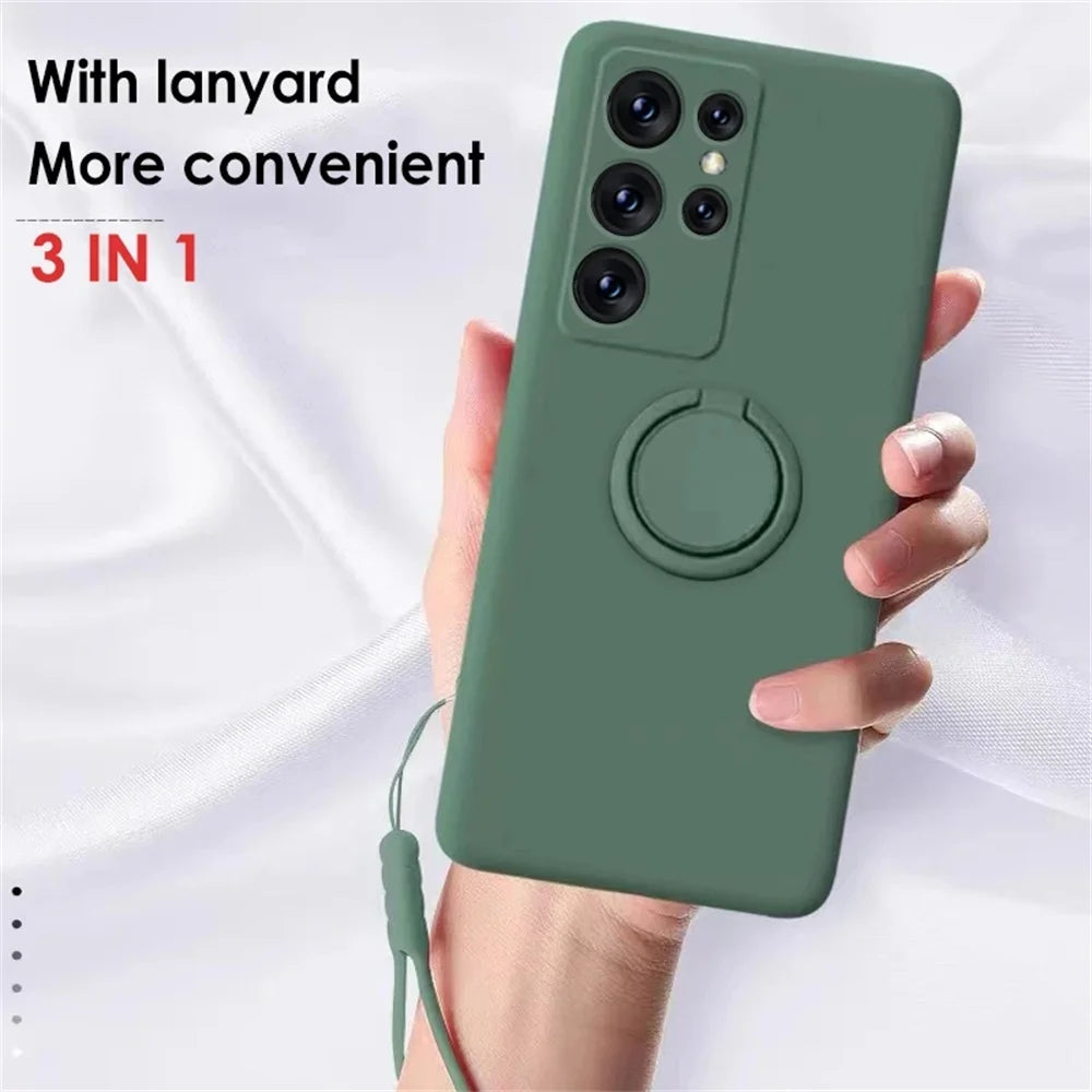 Magnetic Holder Case For Samsung Galaxy S24 S23 S22 S21 Ultra Plus S20 FE Note 20 A54 A53 A52 A13 A14 A34 Liquid Silicone Cover