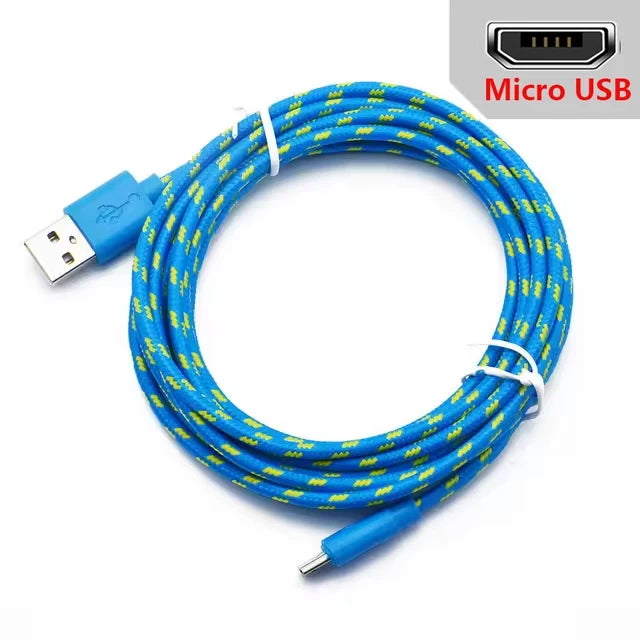 2.4A Micro USB Cable 0.5m/1m/2m/3m Data Sync USB Charge Cable For Samsung Huawei Xiaomi Android Nylon Braided Microusb Data Cord