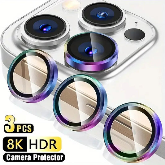 3Pcs Metal Lens Protector Glass For iPhone 16 13 12 11 14 15 Pro Max Mini Camera Lens Protection Film For iPhone 16 14 15 Plus