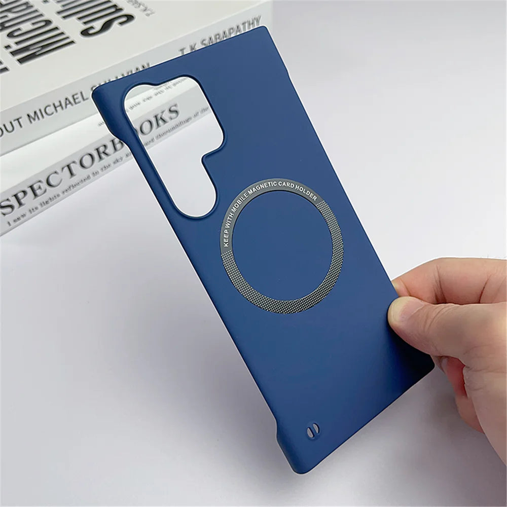 Luxury Ultra Thin Frameless Magnetic For Magsafe Case For Samsung S25 Edge S24 S23 Ultra S22 Plus S21 S20 FE Slim Hard Matte Cap