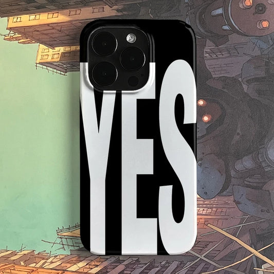 NO and YES Personalized Art Black and White Letters Phone Case For iPhone 16 15 14 13 12 11 Pro XS Max 7 8 Plus MINI Y2K Cover