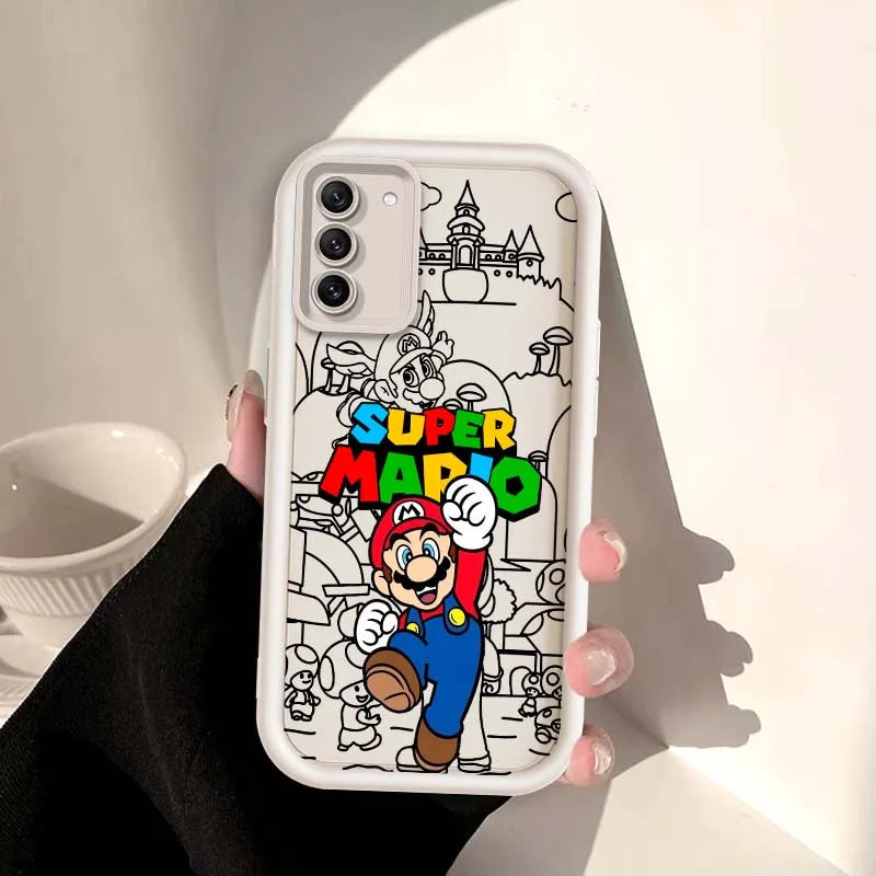 Anime M-Marios Cartoon Phone Case For Samsung Galaxy S25 S24 S23 S22 S21 S20 Ultra Plus FE 5G Eye Ladder Soft TPU Cover