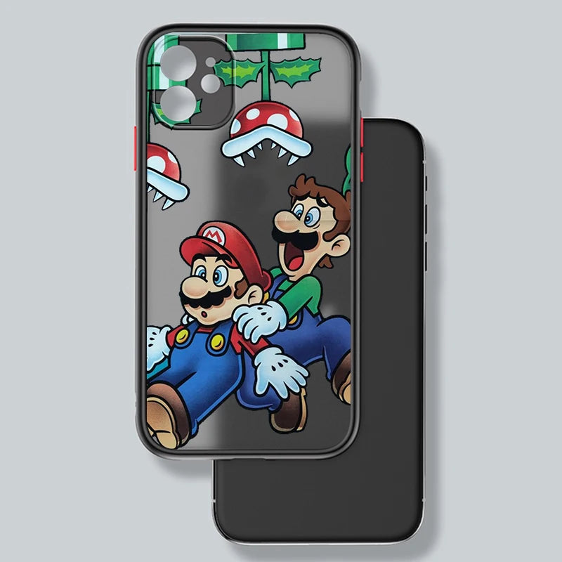 M-Marios Art Popular Cartoon Frosted Translucent For Apple iPhone 16 15 14 13 12 11 XS XR X Pro Max Plus Mini Cover Phone Case