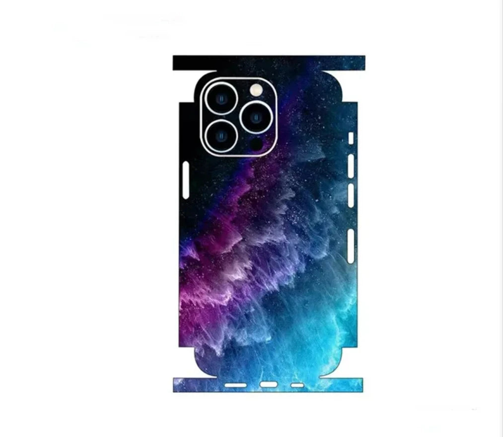 Colorful Decal Skin For iPhone 15 14 13 12 11 Pro Max Cases Universe Astronaut Cover Protector Wrap Ultra Thin Stickers