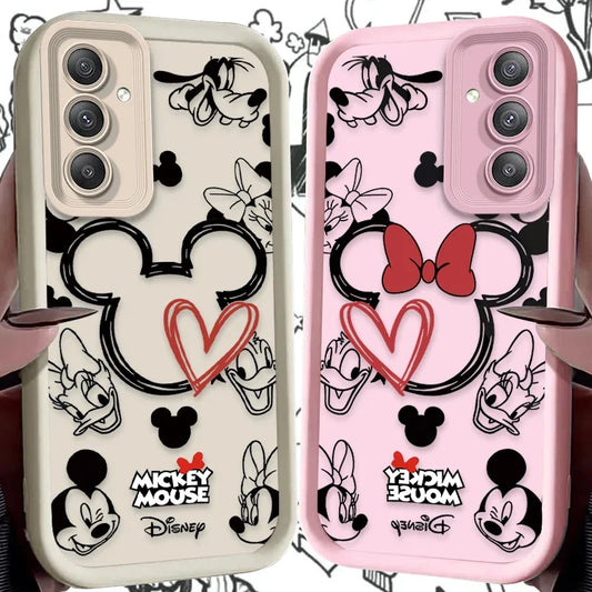 Cute Disney Mickey Minnie Phone Case for Samsung Galaxy S25 S24 S23 Ultra S22 S21 Plus FE 5G A54 A34 A14 A73 A53 A33 5G Cover