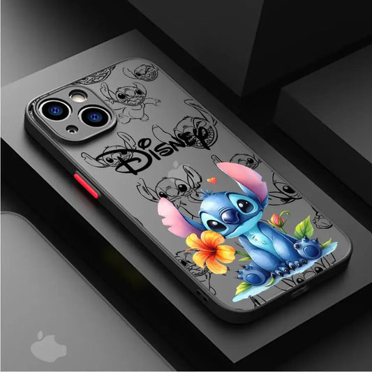Shockproof Case For Apple iPhone 11 13 15 14 16 Pro Max 12 Mini 7 8 Plus XR X XS Matte Funda Phone Cover Cute Cartoon Stitch