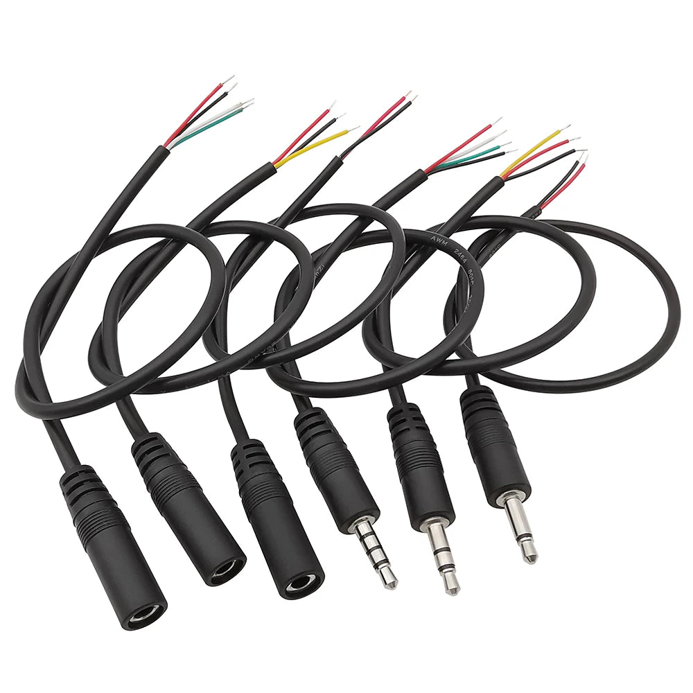 1/2/3/5Pcs 3.5mm Audio Cable Connector 2 3 4 Pole Mono Stereo Male Plug Female Jack Extension Wire AUX Headphone DIY Repair 30cm