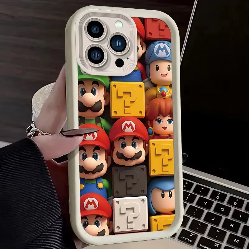 Lovely S-Super M-Mario Bros Phone Case For iPhone 16 15 14 13 12 11 Pro Max XS Max XR 7 8 Plus Shockproof Silicone Soft Cover