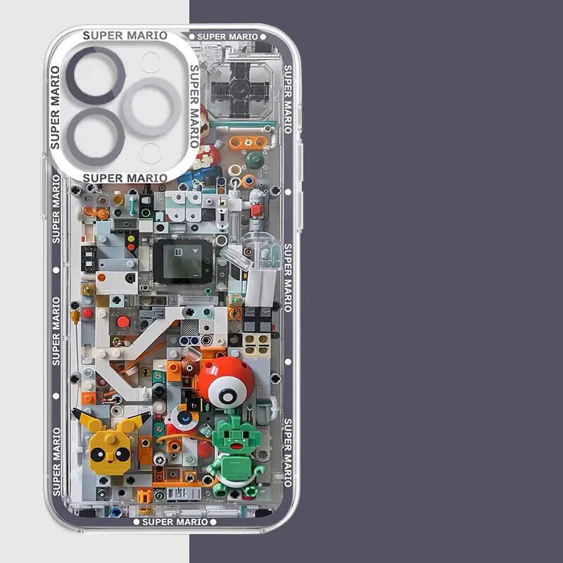 Cartoon Super Mario Bros Case For Iphone 16 15 11 14 13 12 Pro Max Mini 7 8 Plus 8X XS Cover Silicone Transparent