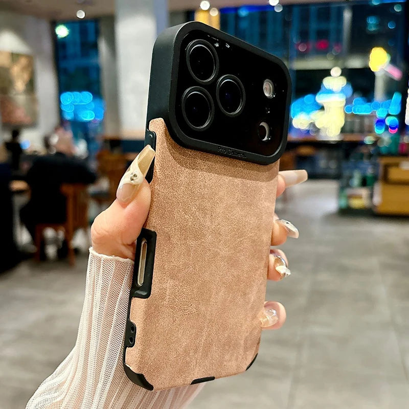 Luxury Leather Lambskin Shockproof Phone Case For iPhone 17 16 Pro Max 17Air 15 14 Plus 13 12 11 XS Max X XR 7 8 SE2 Matte Cover