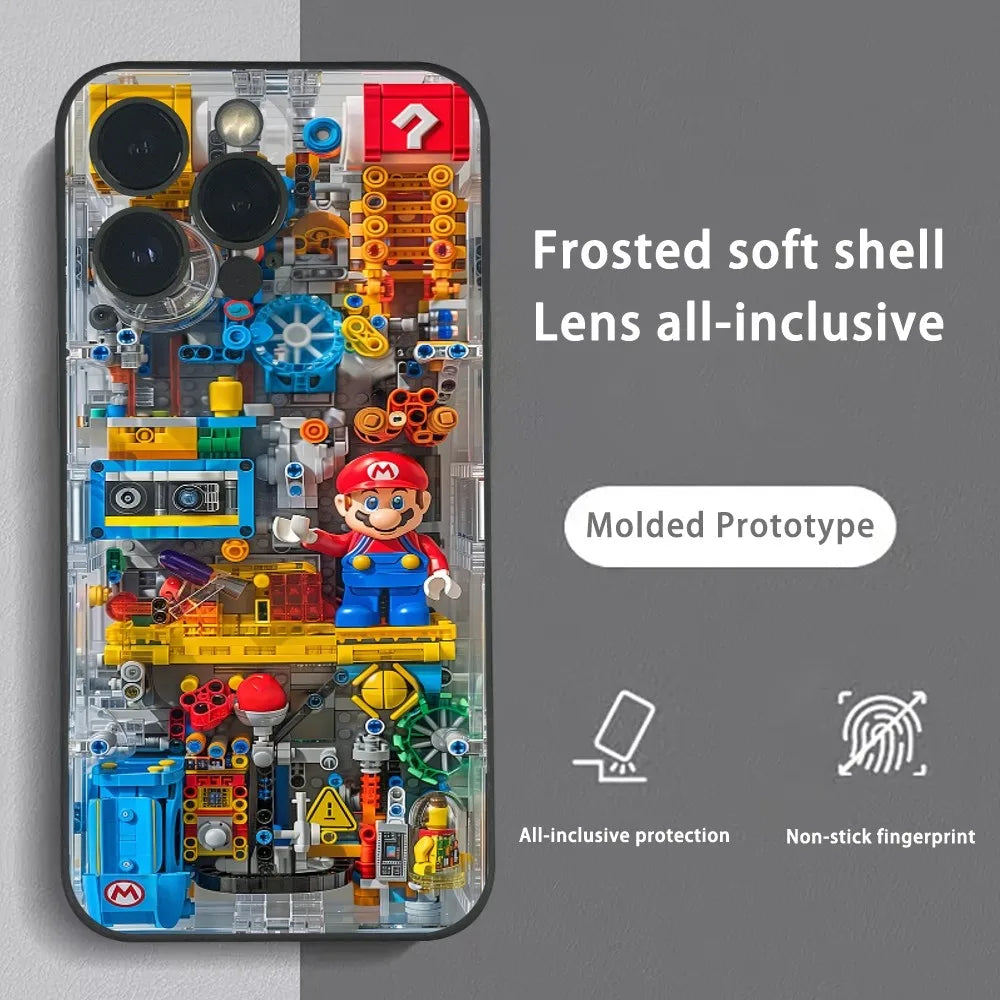 Super M-MarioS Bros Game Phone Case For IPhone 16 15 14 13 12 11 Pro Max Plus Mini Frosted Soft Shell Funda