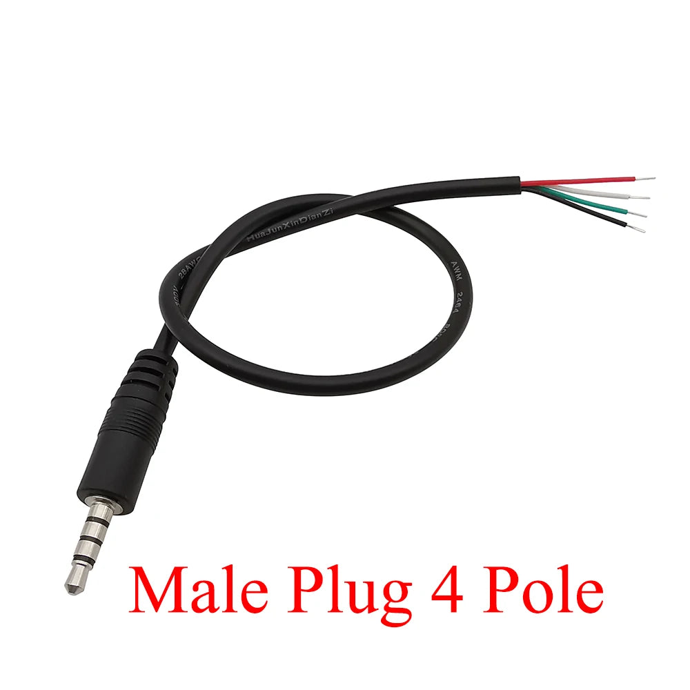 1/2/3/5Pcs 3.5mm Audio Cable Connector 2 3 4 Pole Mono Stereo Male Plug Female Jack Extension Wire AUX Headphone DIY Repair 30cm