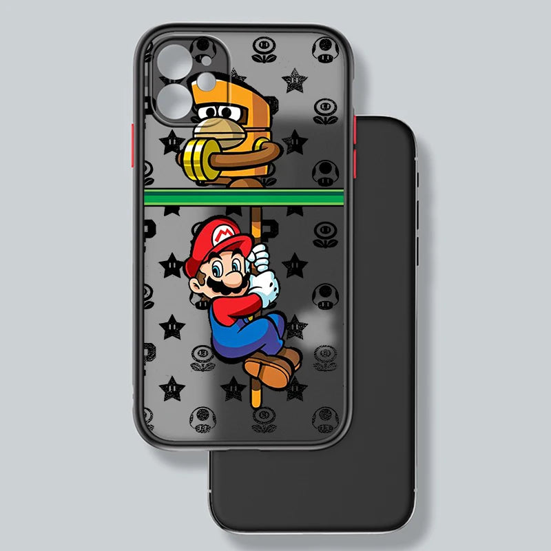 M-Marios Popular Cartoon Art Frosted Translucent For Apple iPhone 16 15 14 13 12 11 XS XR X Pro Max Plus Mini TPU Phone Case