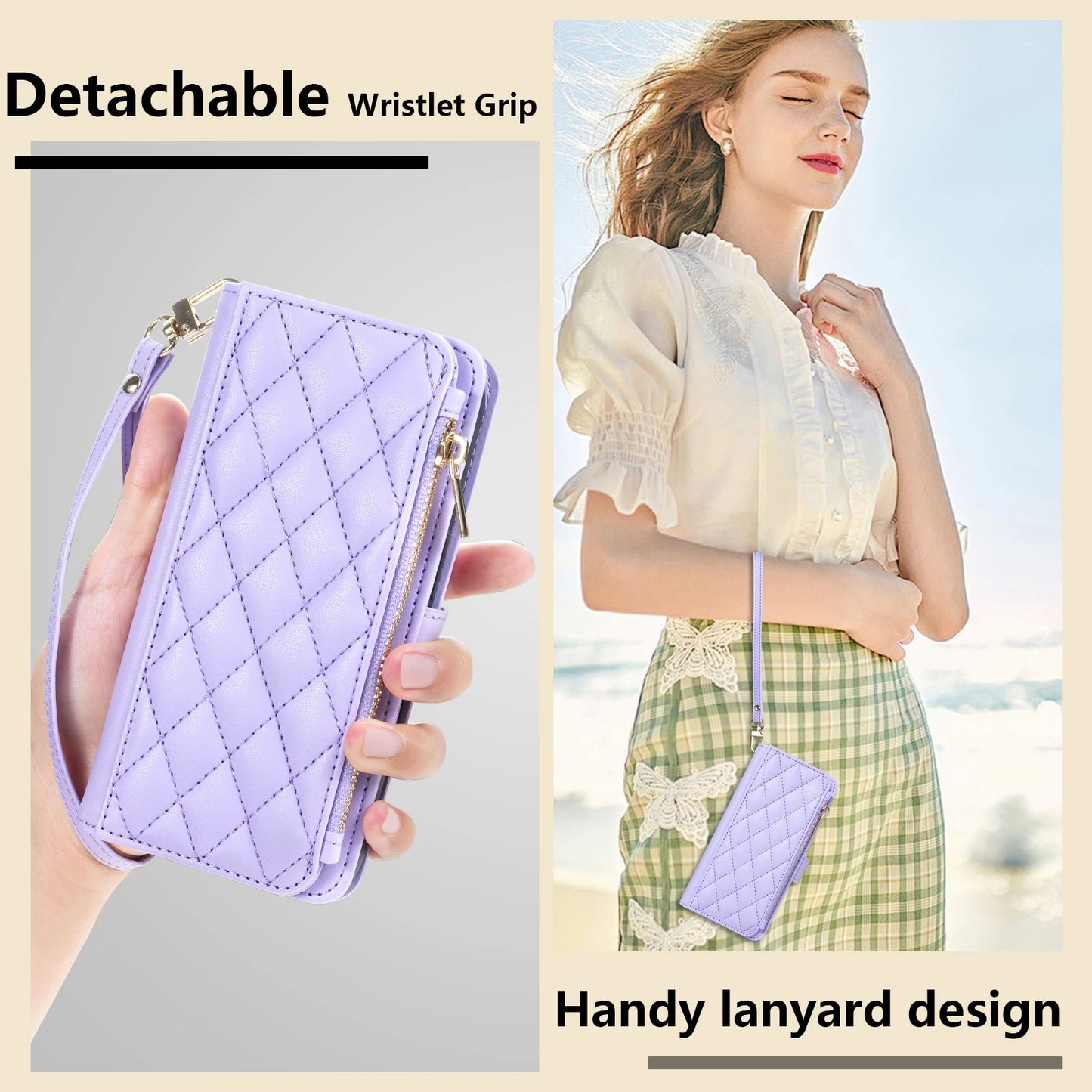 Wallet Small Fragrance Zipper Card Slot Kickstand Magnetic Flip Leather Case For Samsung Galaxy S25 Ultra S24 FE S23 Plus S22