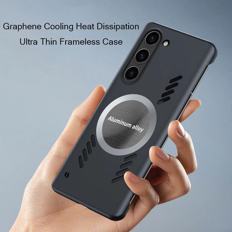 Luxury Graphene Heat Dissipation Cooling Magnetic Phone Case for Samsung S25 S24 S23 Ultra S22 Plus S21 S20 FE Frameless Cover