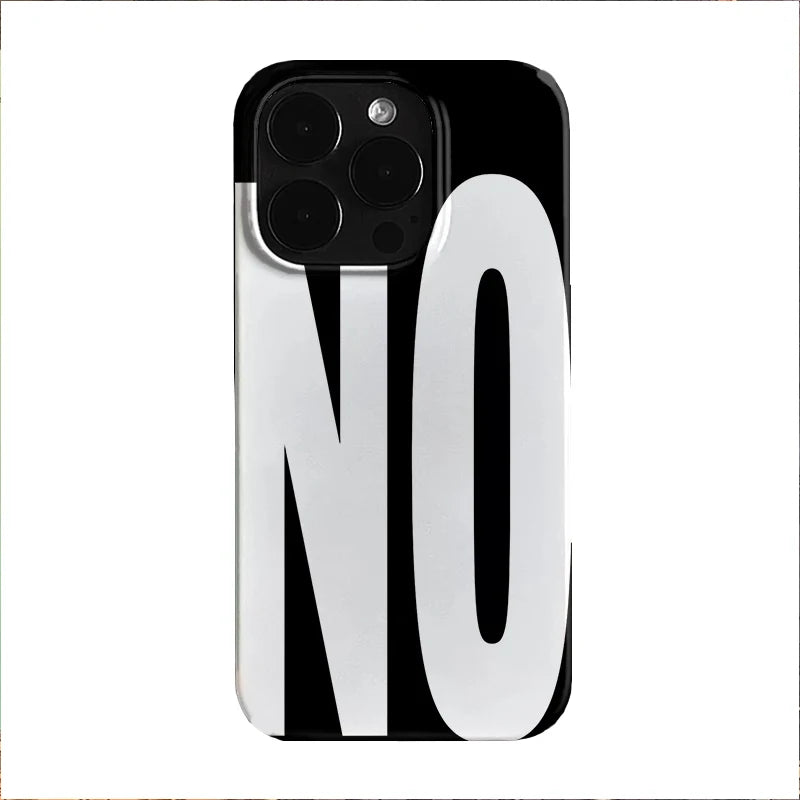 NO and YES Personalized Art Black and White Letters Phone Case For iPhone 16 15 14 13 12 11 Pro XS Max 7 8 Plus MINI Y2K Cover