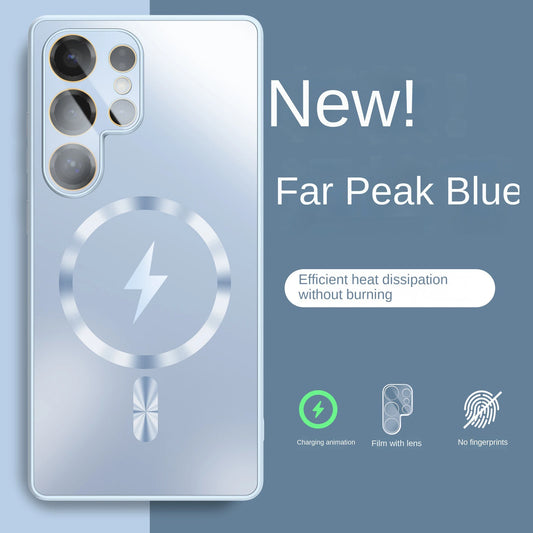 Ultra-thin AG Matte Magnetic For Magsafe Case For Samsung Galaxy S25 S24 S23 Ultra Plus Glass Lens Protector Shockproof Cover