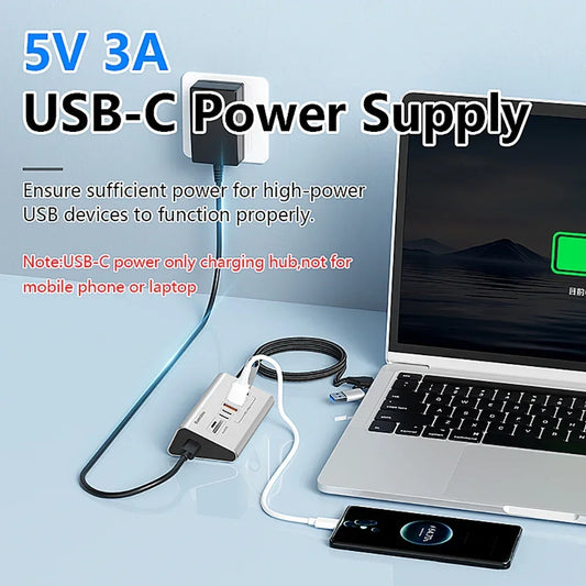 10Gbps USB 3.2 Docking Station USB Hub Type C Splitter with Card Reader Aluminum Alloy Multi 8/9 Ports Switch For PC Laptop